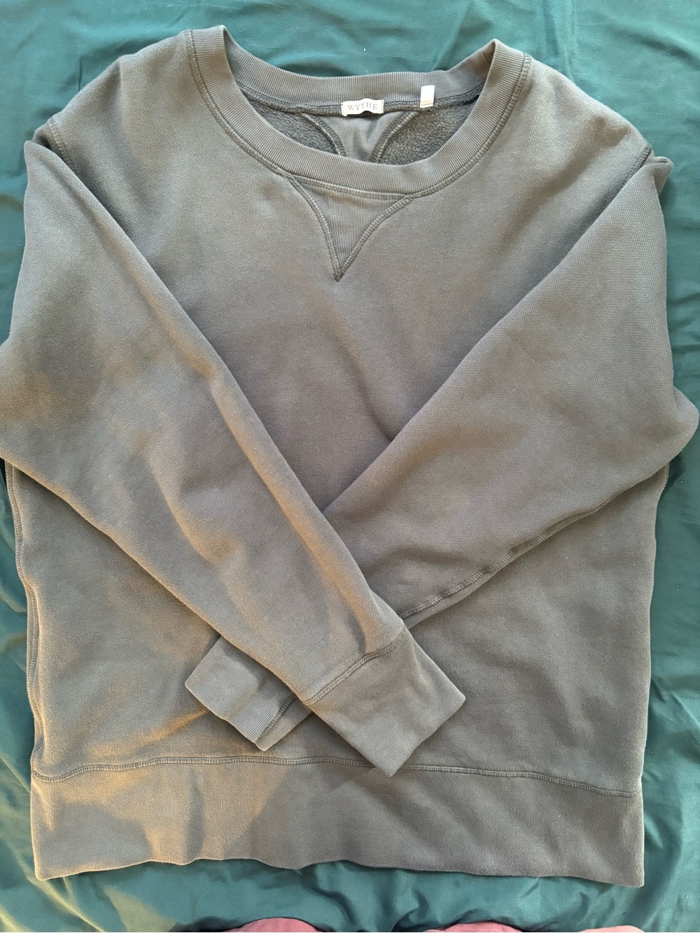 Wythe New York Men’s Green Cotton Raglan Crewneck Sweatshirt Size L EUC